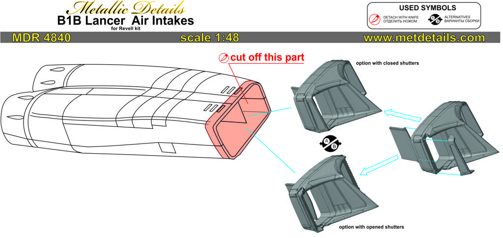thumbnail image 2 of Metallic Details MDR4835 1/48 B-1B Lancer Jet Nozzles – Resin Kit For Revell 2 of 5